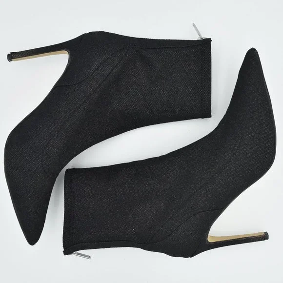 Jewel Badgley Mischka Eva Pointed Toe Black Sparkly Heeled Ankle Booties, Size 7 - Picture 14 of 14